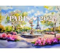Innamorato di Parigi 2026, calendario A3, con pittura artistica, panorami romantici della città con Torre Eiffel & Co