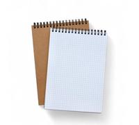 INNAXA Blocco note A5 a quadretti a spirale, copertina marrone in carta kraft, perfetto per viaggi, quaderno A5 a quadretti 100 pagine (marrone, confezione da 2)