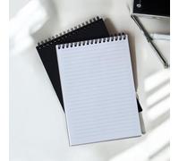 INNAXA® Blocco note formato A5 con rilegatura superiore a spirale, a righe, confezione da 2, copertina nera di alta qualità, per riunioni e attività quotidiane