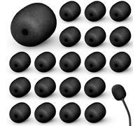 Innconee 20 pezzi 2 x 15 mm mini dimensioni cuffie parabrezza microfono copertura in schiuma piccolo bavero microfono spugna filtro di ricambio per foro gancio orecchio altri microfoni cuffie (nero)