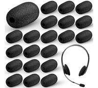 Innconee 20 pezzi 5 x 36 mm mini dimensioni cuffie parabrezza microfono copertura in schiuma piccolo bavero microfono spugna filtro di ricambio per foro gancio orecchio altri microfoni cuffie (nero)
