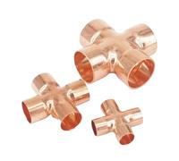 Inner Diameter 6.35/9.52/12.7/15/16/22/28/35/42/54mm Pure Copper End Feed Cross 4 Ways Welding Pipe Connector Air Conditioner(16x1mm)