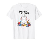 Inner Peace, Outer Chaos Bunny, Divertente Gioco d'Arte Zen Maglietta