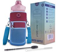 Inner Splash Borraccia da 2 litri, con scala con cannuccia, chiusura a prova di perdite, borsa per il trasporto, messaggi motivazionali, 2 spazzole per la pulizia, Tritan senza BPA, 314 g, altezza: 29