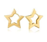 INNERDIVA Orecchini a cerchio a forma di stella dorata, da donna, minimalisti, semplici orecchini a cerchio dorati da donna