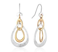 INNERDIVA Orecchini pendenti in oro anticato martellato a forma di disco bohémien, con due tonalità, idea regalo, Medium, Ottone, Nessuna pietra preziosa