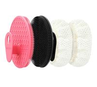 INNERNEED Spazzola per la pulizia delicata del corpo in silicone per uso alimentare, con spugna esfoliante in rete, per strofinare il bagno, più igienico e ben schiumato (set nero + rosa)