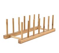 INNERNEED Supporto per piatti in legno di bambù, organizer da cucina per piatti, ciotole, tazze, coperchi e taglieri (confezione da 1)