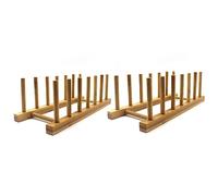 INNERNEED Supporto per piatti in legno di bambù, organizer da cucina per piatti, ciotole, tazze, coperchi e taglieri (confezione da 2)