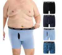 INNERSY Boxer da uomo, taglie grandi, mutande da uomo, in cotone, con apertura, taglia XL, confezione da 4, 1 Nero/3 Blu Multicolore, 5XL Große Größen