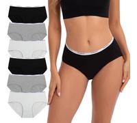 INNERSY Intimo Donna Sexy Culotte Cotone Sportiva Slip Vita Bassa Nero Bianco Grigio 6 (L-EU 42, Nero/Bianco/Grigio)