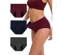 INNERSY Mutande Ciclo Mestruale Donna Slip Assorbenti Cotone Intimo Taglio Cesareo Pacco da 3 (38, Vino/Blu Navy/Grigio)