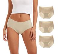 INNERSY Slip Donna Senza Cuciture Vita Media Invisibile Mutande Microfibra Beige Culotte Pacco da 3 (XL, 3 Beige)