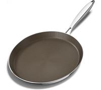 Innerwell Padella professionale per pancake da 26 cm, in acciaio inox, a induzione, con rivestimento antigraffio a nido d'ape, padella per frittata