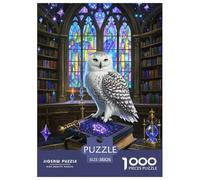 Innevato Gufo Puzzle 1000 Pezzi Biblioteca Magica Puzzle Difficile E Stimolante Decorazione Interna in Cartone 100% Riciclato per Gli Amanti Di Puzzle 38x26cm/1000pcs