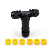 Innfeeltech 1 Pcs T tipo impermeabile scatola di giunzione connettore cavo all'aperto, M25 serratura a vite, 2 poli per cavo da 5 a 8 mm, con 6 pezzi sostituibile spina in gomma