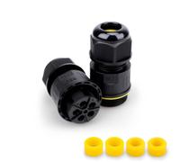 Innfeeltech 1 Pcs Waterproof Junction Box Outdoor Cable Connector, M25 Screw Crimping, 4 Pole per cavo da 5 a 8 mm, con 4 Pcs sostituibile spina in gomma
