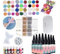 INNICON Set di Strumenti per Gel epossidico in Resina UV, Fiore Secco con pigmenti colorante per Paillettes per Pendenti di Design Fai-da-Te, 240 ml di vulcanizzazione Rapida, con Lampada