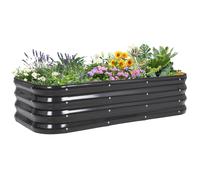 INNO STAGE Aiuola da giardino rialzata regolabile, 1,5 m, in metallo, per coltivare verdure, erbe aromatiche, fiori in acciaio, kit per aiuola rialzata - grigio, 1 confezione