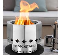 INNO STAGE Braciere da tavolo, portatile, a bassa emissione di fumo, per legno o pellet, piccolo braciere con borsa da viaggio, posacenere rimovibile e tappetino ignifugo, per falò da campeggio o