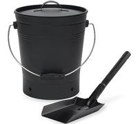 INNO STAGE Secchio per cenere con coperchio e manico in legno Pala per carbone, secchio porta cenere per caminetto, braciere, stufa a legna nera