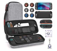 innoAura 14 in 1 Custodia Switch 2 per NS Switch 2 (2025), Switch 2 Case con Custodia da Trasporto, Cover Protettiva, Grip per Levette, Pellicola Protettiva, Ciondolo Carino e Adesivo, Grigio