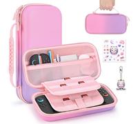 innoAura Custodia Switch 2 per Console Switch 2, Rosa Sfumato Custodia Protettiva in PU, Custodia da Viaggio con Tasca in Rete XL, Slot Tracker, Doppia Cerniera, Maniglia, Ciondolo e Sticker