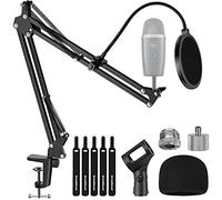InnoGear Supporto per microfono, set di supporti regolabili per microfono Blue Yeti Nano Suspension Boom Scissor Arm Stand con vite da 5/8" a 3/8", vite da 5/8" a 1/4", parabrezza nano microfono e