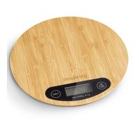 Innoliving Bilancia Digitale da Cucina in Bambu con Tagliere 2-in-1 e Design Elegante, Alta Precisione, Funzione Tara, Display LCD, Piattaforma Ampia (Rotonda)