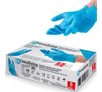 Innoliving Guanti Monouso in Nitrile Azzurro Senza Polvere, Food 3gr e Multiuso 3.5gr, Taglie S-M-L-XL, Resistenti e Senza Lattice, Confezione da 100 Pezzi (Guanti Multiuso 3.5gr, S)