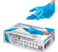 Innoliving Guanti Monouso in Nitrile Azzurro Senza Polvere, Food 3gr e Multiuso 3.5gr, Taglie S-M-L-XL, Resistenti e Senza Lattice, Confezione da 100 Pezzi (Guanti Multiuso 3.5gr, XL)