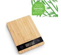 Innoliving Bilancia Digitale da Cucina in Bambu con Tagliere 2-in-1 e Design Elegante, Alta Precisione, Funzione Tara, Display LCD, Piattaforma Ampia (Rettangolare Piccola)