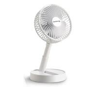 Innoliving Ventilatore Pieghevole Ricaricabile Senza Fili,Altezza Regolabile, 3 Velocità, Angolo 90°, Batteria Litio 1800mAh, Ricarica USB, Portatile, Conveniente (Bianco, 20 cm Pieghevole)