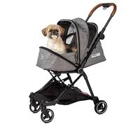 Innopet City Pet Buggy Grigio - Passeggino compatto per cani e gatti da viaggio - Trasporto per cani e gatti di piccola taglia fino a 11 kg - Maniglione in similpelle - Quattro ruote
