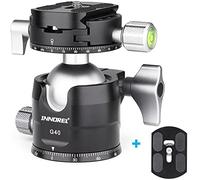 INNOREL Testa a sfera per treppiede a basso profilo Testa a sfera per fotocamera panoramica doppia con piastra a sgancio rapido Arca Swiss L da 1/4" per monopiede, videocamera, carico massimo 20 kg