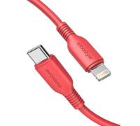 INNOSTYLE Cavo da USB-C a Lightning da 1 m, certificato MFi, ricarica rapida fino a 2,4 A, rosso, compatibile con iPhone, iPad, MacBook, rinforzato in Kevlar, trasferimento dati 480 Mbps