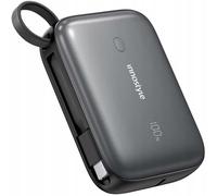 INNOSTYLE Mini Powerbank PowerGo 10000mAh 3X USB USB C 22.5W. con cavo USB tipo C, ricarica rapida, compatibile con iPhone 15/16, Samsung S24, Macbook Air/Pro