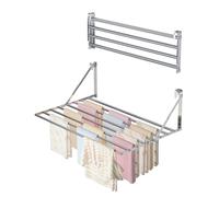Innotic Stendibiancheria da Parete Pieghevole Antiruggine Resistente Stendino da Esterno o Interni, Salvaspazio Stendino per Balcone Bagn, con 8 Asticelle, 60cm