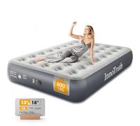 InnoTruth Materasso ad aria completo con pompa integrata, comfort rialzato da 33 cm, letto gonfiabile durevole per casa e ospiti, facile da installare, ideale per viaggi e campeggio, grigio scuro