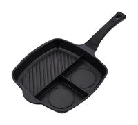 "Innovacook Griglia e Piastra a 3 Sezioni 28 cm, Padella di Lunga Durata, Pentole Innovative, Padella a Doppio Strato, Adatta a Tutti i Piani Cottura, Nero