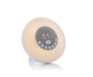 InnovaGoods® Allarme simulatore di alba, orologio digitale 12 suoni preimpostati, orologio luce naturale, digitale radio, controllo touch, 3 modalità di illuminazione, 6 colori