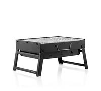 InnovaGoods® Barbecue Portatile a Carbonella, Tavolo Pieghevole e Facile da Trasportare, Design Moderno, Griglia di Protezione, Fácil da Montare e Pulire, Nero, Ferro