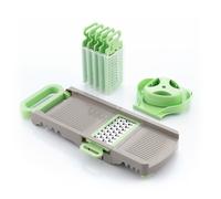 Innovagoods Choppie Mandolina 6 in 1 con Grattugia - Pieghevole - Multifunzionale - Include Accessori - Facile da Pulire - Compatta e Leggera - Sicura - 145x14x16cm - Verde e Grigio