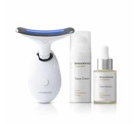 InnovaGoods - Confezione massaggiatore viso elettrico rassodante per viso e collo con LED, EMS e calore, siero viso Rice Joyboost 30 ml e crema viso idratante Rice Joycare 50 ml
