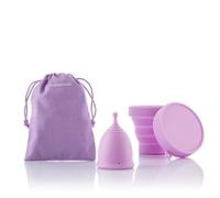 InnovaGoods - Coppetta Mestruale Ergonomica in Silicone Medicale, Ipoallergenica, Flessibile, Riutilizzabile, Include Sterilizzatore e Borsa di Trasporto, Rosa, 1 unità, Silicone Cotone