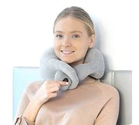 InnovaGoods - Cuscino Cervicale Massaggiatore Newor, Allevia Tensione Collo, Design Ergonomico, Massaggio a Vibrazione 2 Intensità, Grigio, Cotone