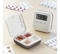 InnovaGoods - Dispenser Portapillole Elettronico Intelligente, Sistema Allarme Personalizzabile, Design Compatto, Facilità d'Uso, ABS, Bianco, 6,5 x 2 x 6,5 cm