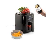 InnovaGoods Friggitrice senza olio 5L + stampo silicone friggitrice ad aria Ø20,5 cm, air fryer 1500 W con bilancia da cucina, 8 programmi touch screen cestello antiaderente timer, flusso d'aria 360°