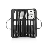 InnovaGoods - Kit Barbecue 12 Pezzi, Utensili in Acciaio Inossidabile, Manici Anti-Ustione, Custodia di Trasporto, Lavabili in Lavastoviglie, Nero, Acciaio