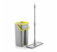 InnovaGoods® Klirimop Mop & Bucket with Dual Action, Flat Microfiber Mop, Double Compartment Bucket, 6 Reusable Mop Refills, Squeegee Pedal, Swivel Handle. (176 characters)